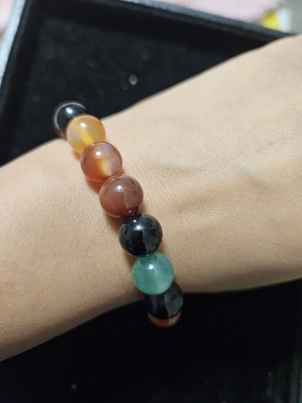 Multicolor Agate Bead Stretch Bracelet - Women Jewelry